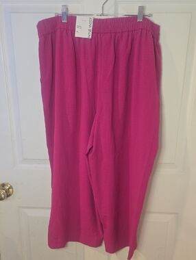 Nine West Bright Pink Pull-On Wide Leg Pants
